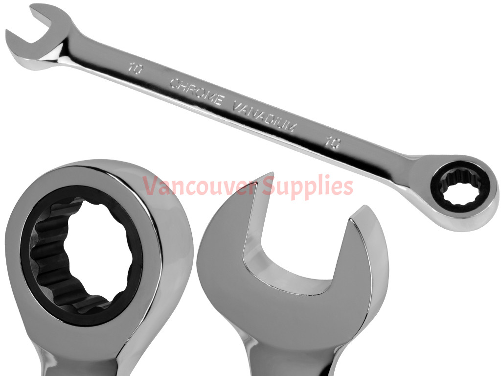 10mm Metric Chromed Ratchet Gear Spanner Fixed Head Combination
